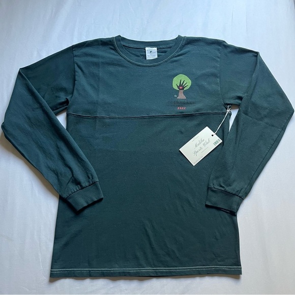 NWT MALIBU SPORTS CLUB forest green cotton logo graphic long sleeve T-shirt